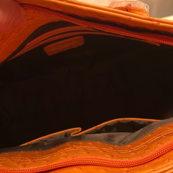 New Penelope Ann "Ladies Who Lunch" Orange Pebbled Roomy Bag Purse Crossbody - Picture 10 of 11